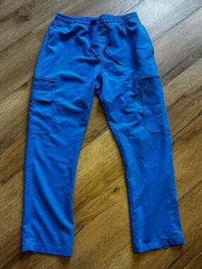 Jaanuu Women's Cargo Scrub Pants Blue Size M